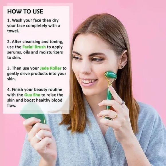⭐️movalues 3-IN-1 Jade Roller and Gua Sha Set⭐️ - Picture 2 of 5